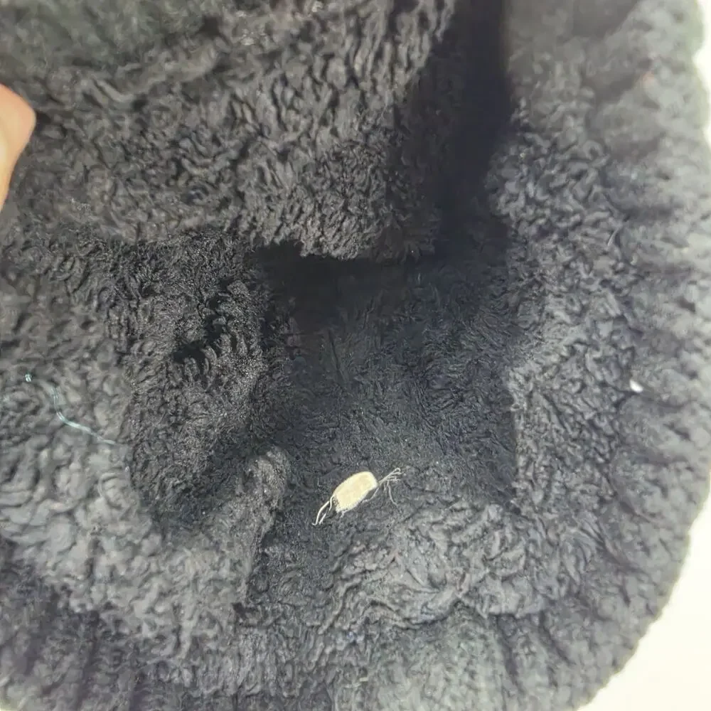 The North Face Beanie Black White Logo Knit Cuffed Fleece Lined OSFA Winter Hat